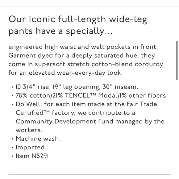 NWT Madewell The Emmett Wide-Leg Pant in Corduroy: Welt Pocket Edition - Picture 8 of 11